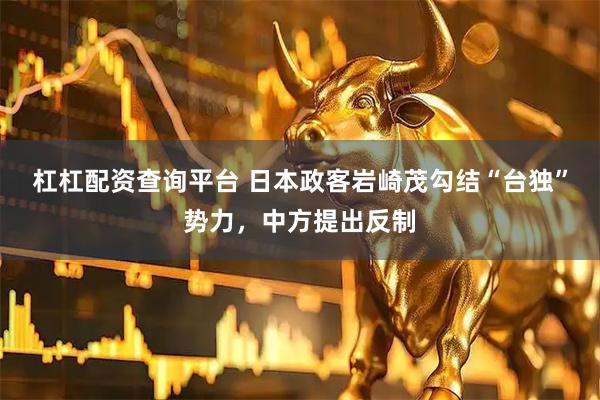 杠杠配资查询平台 日本政客岩崎茂勾结“台独”势力，中方提出反制